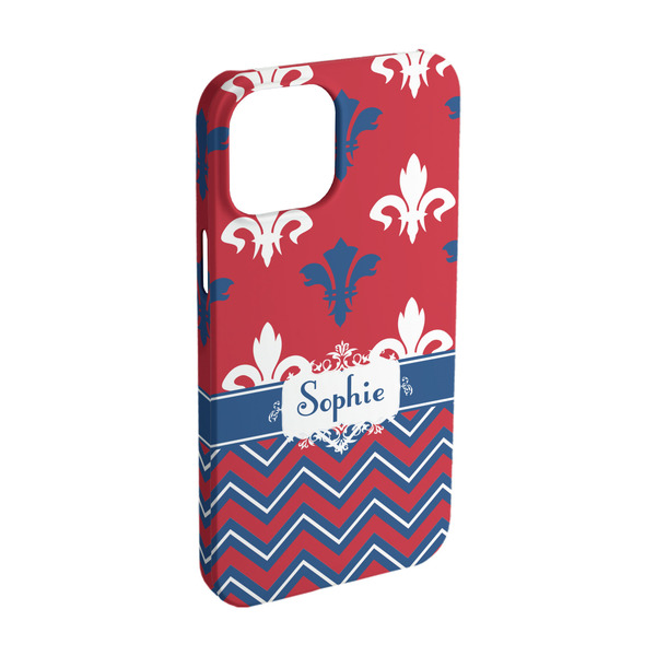 Custom Patriotic Fleur de Lis iPhone Case - Plastic - iPhone 15 (Personalized)