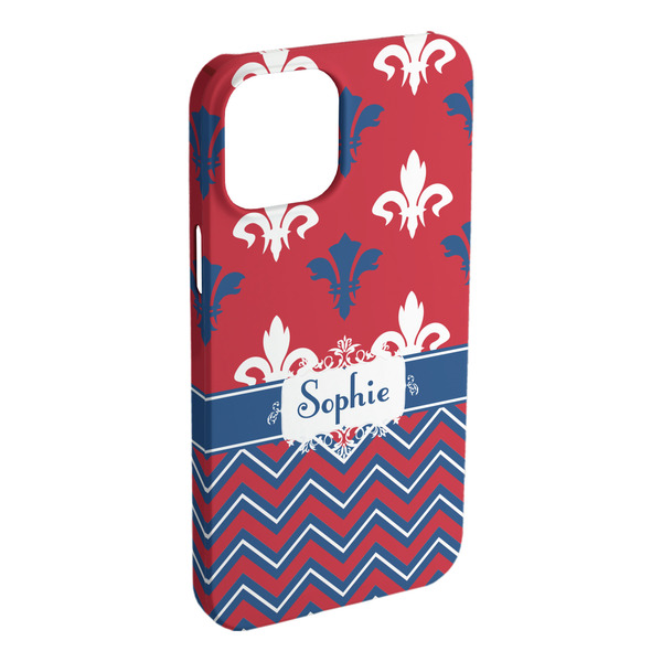 Custom Patriotic Fleur de Lis iPhone Case - Plastic - iPhone 15 Plus (Personalized)