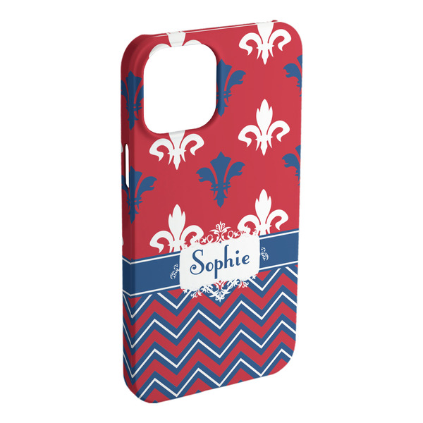 Custom Patriotic Fleur de Lis iPhone Case - Plastic (Personalized)