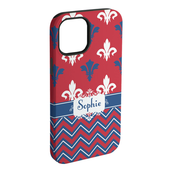 Custom Patriotic Fleur de Lis iPhone Case - Rubber Lined - iPhone 15 Pro Max (Personalized)