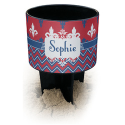 Patriotic Fleur de Lis Black Beach Spiker Drink Holder (Personalized)
