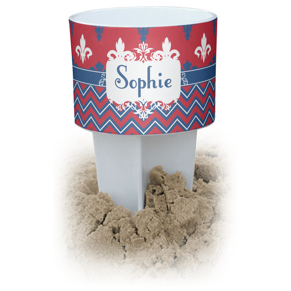 Custom Patriotic Fleur de Lis Beach Spiker Drink Holder (Personalized)