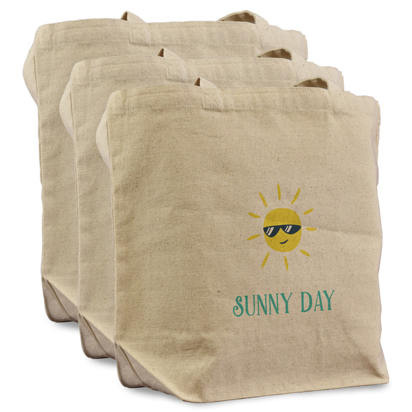 Summer Lemonade 3 Reusable Cotton Grocery Bags - Front View
