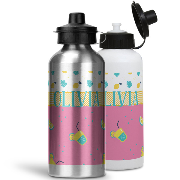 Summer Lemonade Aluminum Water Bottles - MAIN (white &silver)