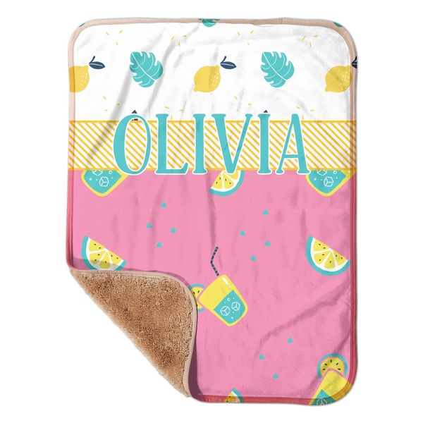 Custom Summer Lemonade Sherpa Baby Blanket - 30" x 40" w/ Name or Text