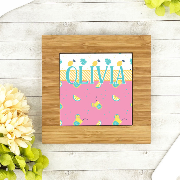 Summer Lemonade Bamboo Trivet with 6" Tile - LIFESTYLE