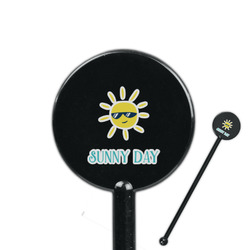 Summer Lemonade 5.5" Round Plastic Stir Sticks - Black - Single Sided (Personalized)