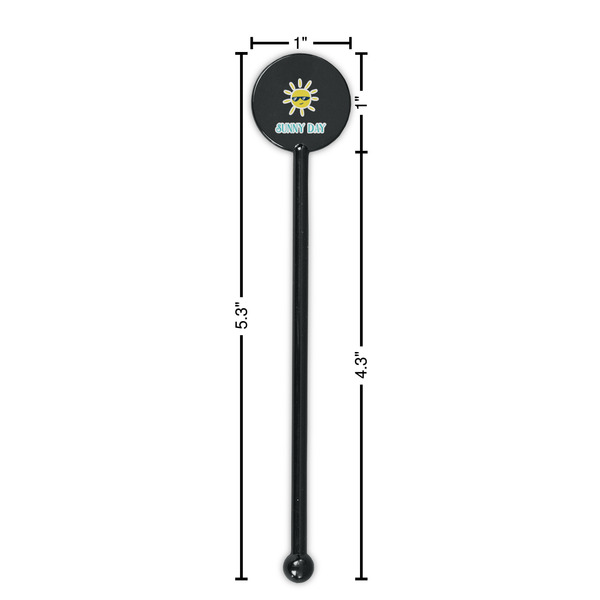 Summer Lemonade Black Plastic 5.5" Stir Stick - Round - Dimensions
