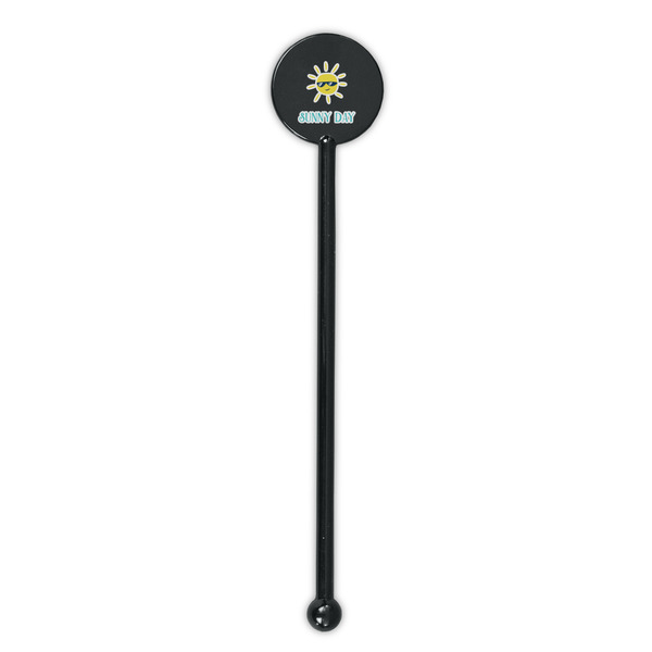 Summer Lemonade Black Plastic 5.5" Stir Stick - Round - Single Stick