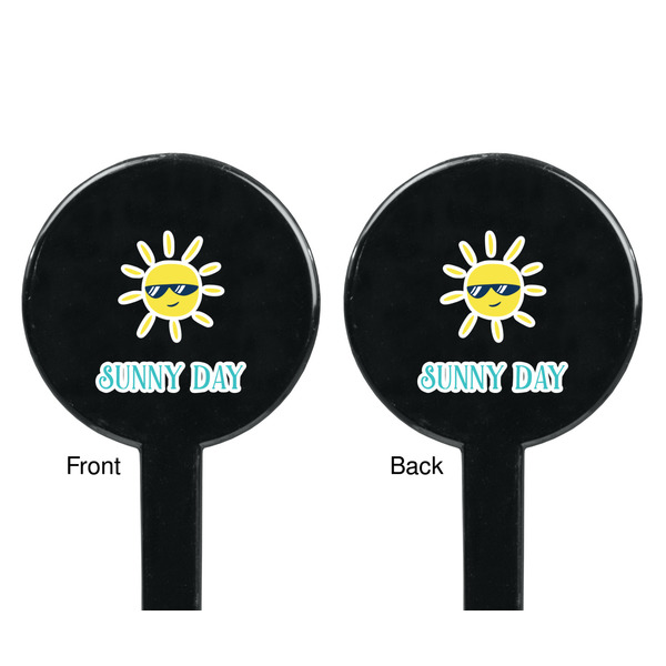Summer Lemonade Black Plastic 7" Stir Stick - Double Sided - Round - Front & Back