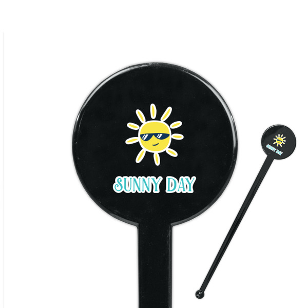 Custom Summer Lemonade 7" Round Plastic Stir Sticks - Black - Double Sided (Personalized)