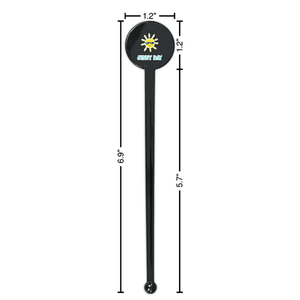 Summer Lemonade Black Plastic 7" Stir Stick - Round - Dimensions