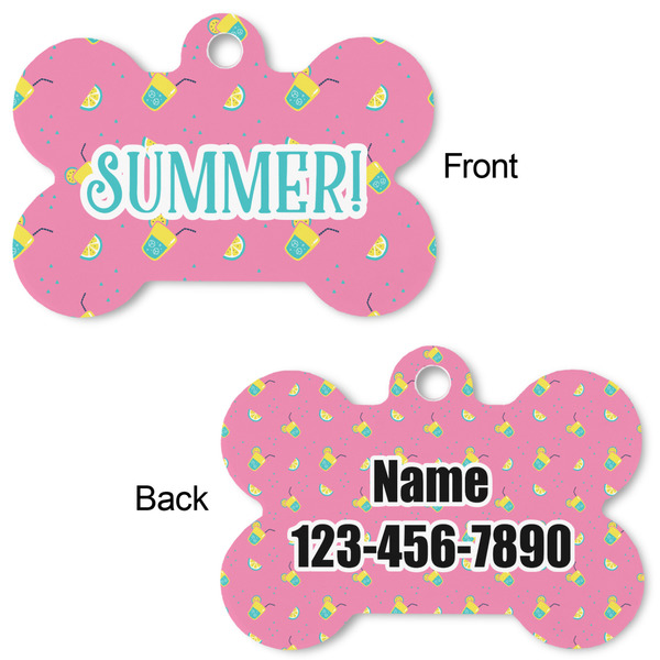 Summer Lemonade Bone Shaped Dog ID Tag - Large - Approval