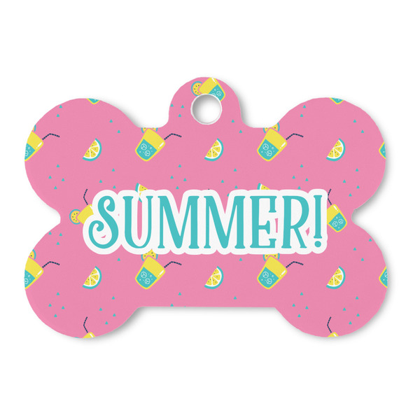 Custom Summer Lemonade Bone Shaped Dog ID Tag (Personalized)