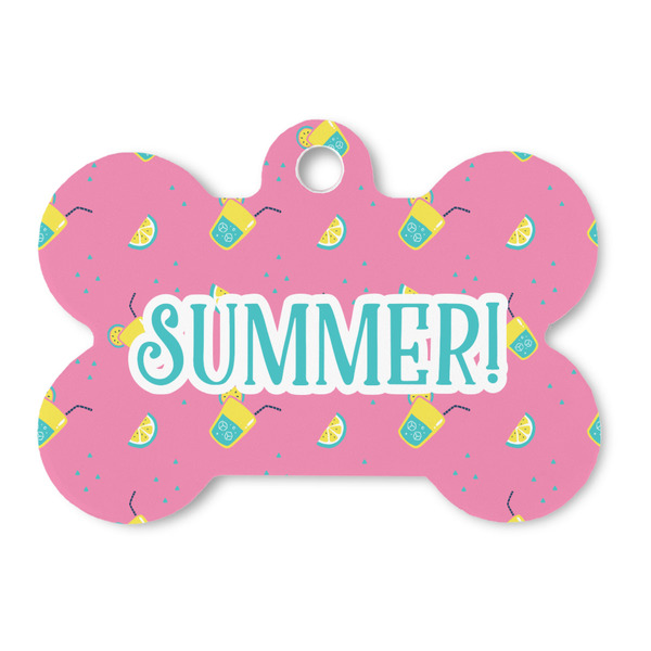 Custom Summer Lemonade Bone Shaped Dog ID Tag - Large (Personalized)