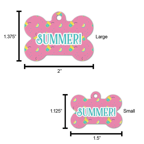 Summer Lemonade Bone Shaped Dog ID Tag - Large - Scale