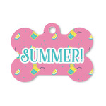 Summer Lemonade Bone Shaped Dog ID Tag - Small (Personalized)