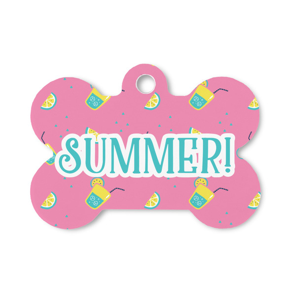Custom Summer Lemonade Bone Shaped Dog ID Tag - Small (Personalized)