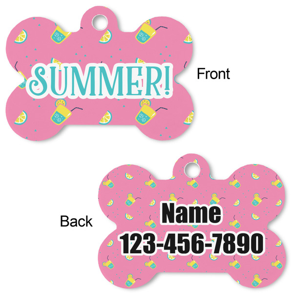 Summer Lemonade Bone Shaped Dog Tag - Front & Back