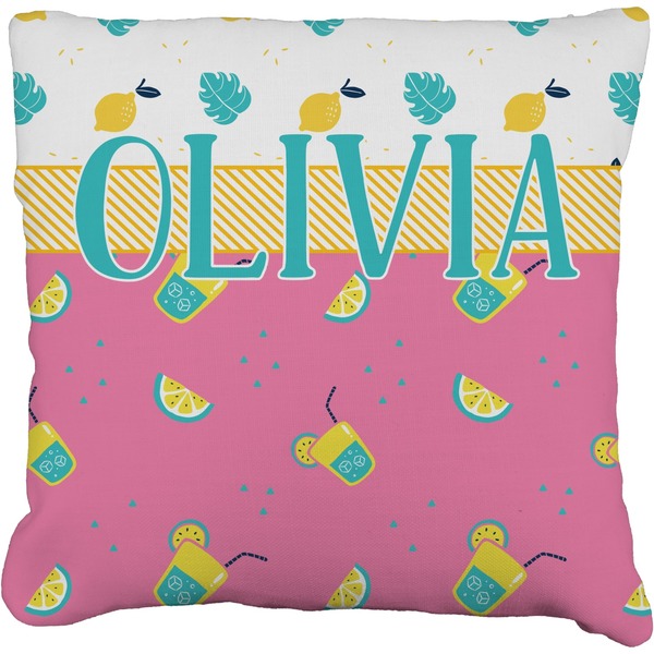 Custom Summer Lemonade Faux-Linen Throw Pillow 16" (Personalized)