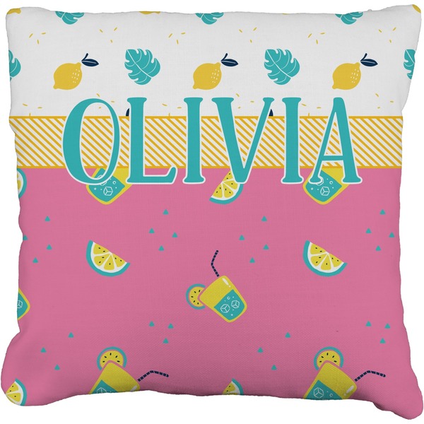 Custom Summer Lemonade Faux-Linen Throw Pillow 20" (Personalized)