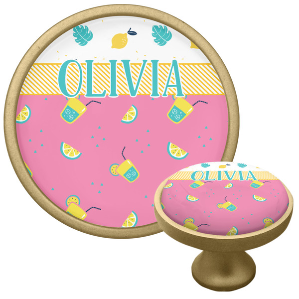 Custom Summer Lemonade Cabinet Knob - Gold (Personalized)