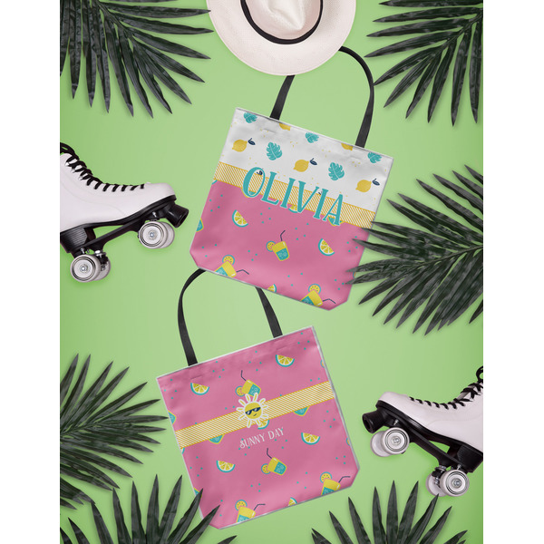 Summer Lemonade Canvas Tote Lifestyle Front and Back- 13x13