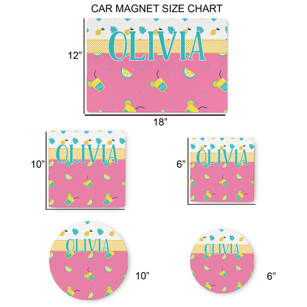 Summer Lemonade Car Magnets - SIZE CHART