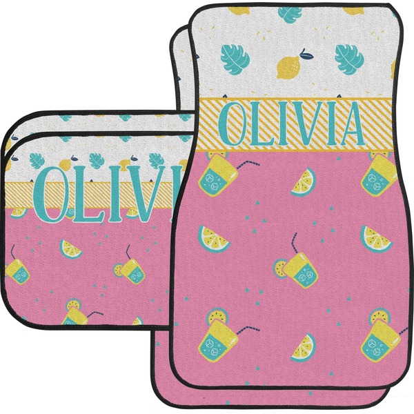 Custom Summer Lemonade Car Floor Mats Set - 2 Front & 2 Back (Personalized)