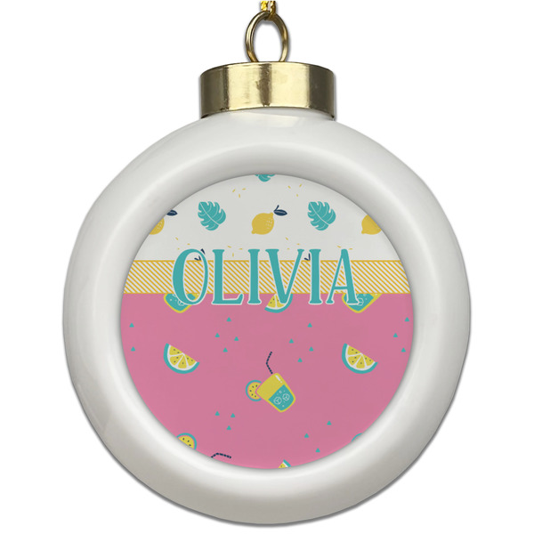 Custom Summer Lemonade Ceramic Ball Ornament (Personalized)
