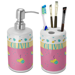 Summer Lemonade Ceramic Bathroom Accessories Set (Personalized)