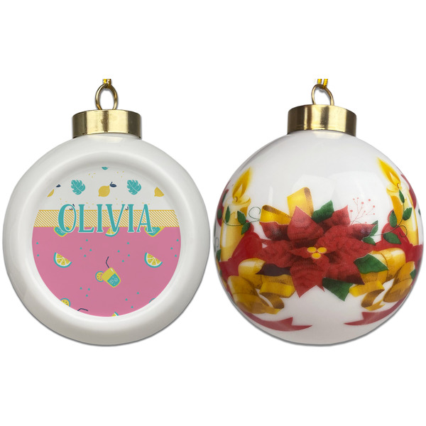 Summer Lemonade Ceramic Christmas Ornament - Poinsettias (APPROVAL)