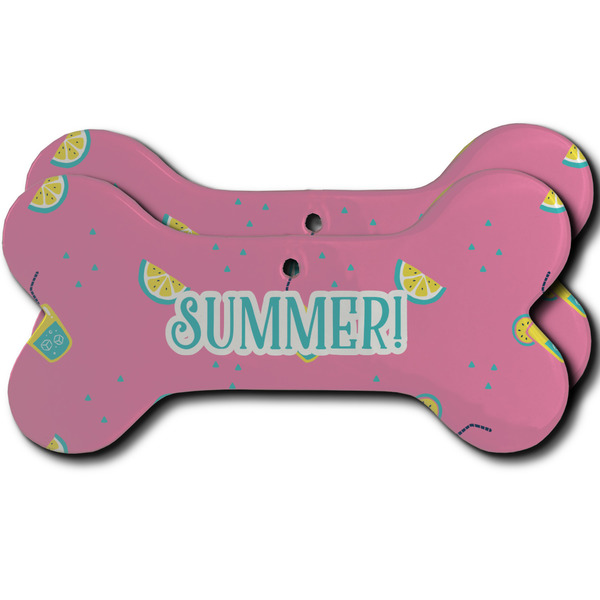 Custom Summer Lemonade Ceramic Dog Ornament - Front & Back w/ Name or Text