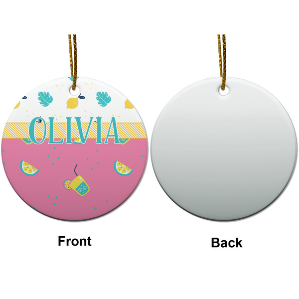 Summer Lemonade Ceramic Flat Ornament - Circle Front & Back (APPROVAL)