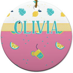 Summer Lemonade Round Ceramic Ornament w/ Name or Text