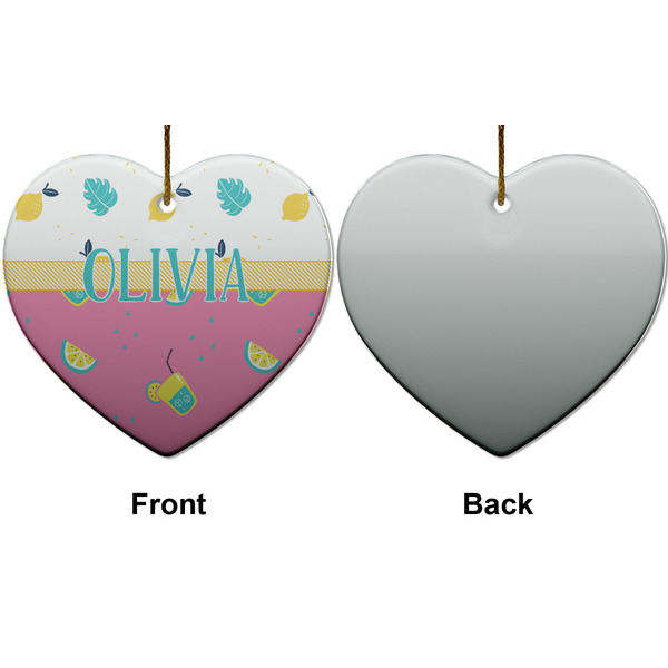 Summer Lemonade Ceramic Flat Ornament - Heart Front & Back (APPROVAL)