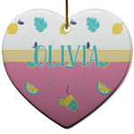 Summer Lemonade Heart Ceramic Ornament w/ Name or Text