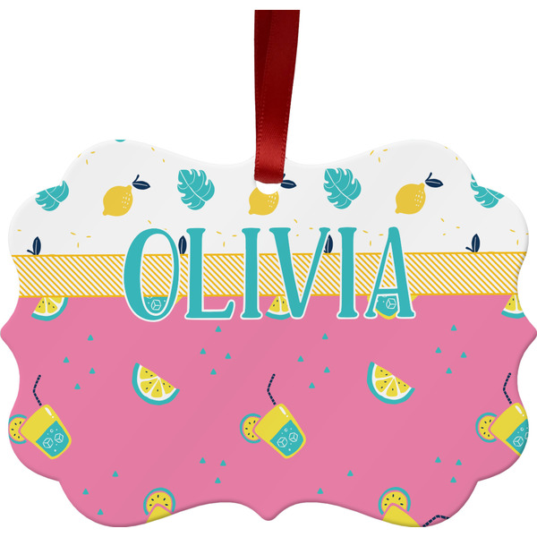 Custom Summer Lemonade Metal Frame Ornament - Double Sided w/ Name or Text