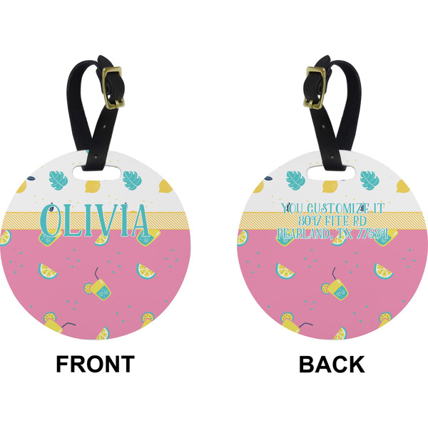 Summer Lemonade Circle Luggage Tag (Front + Back)