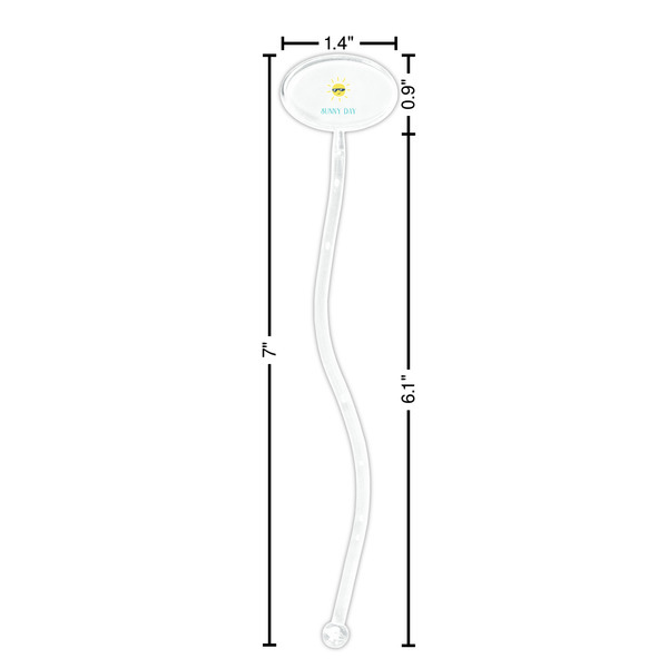 Summer Lemonade Clear Plastic 7" Stir Stick - Oval - Dimensions