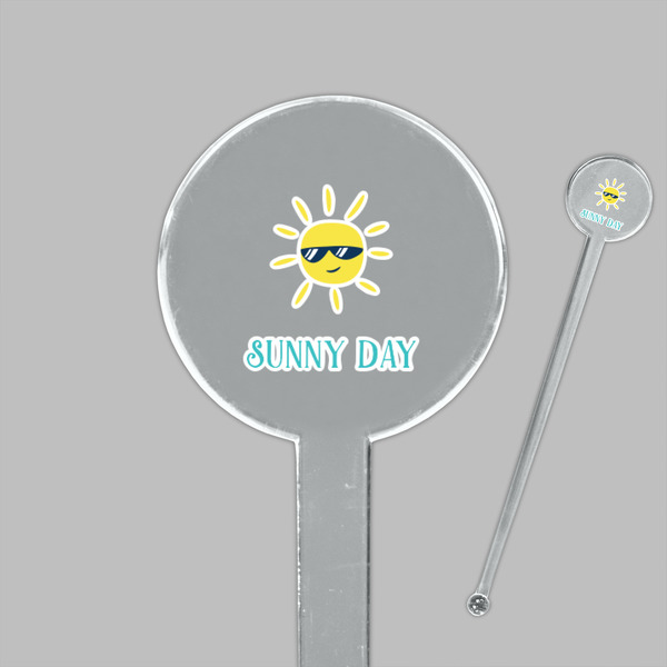 Summer Lemonade Clear Plastic 7" Stir Stick - Round - Closeup