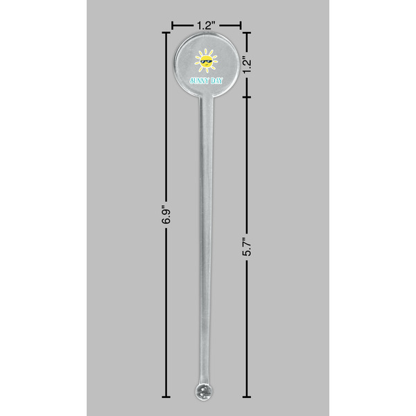 Summer Lemonade Clear Plastic 7" Stir Stick - Round - Dimensions