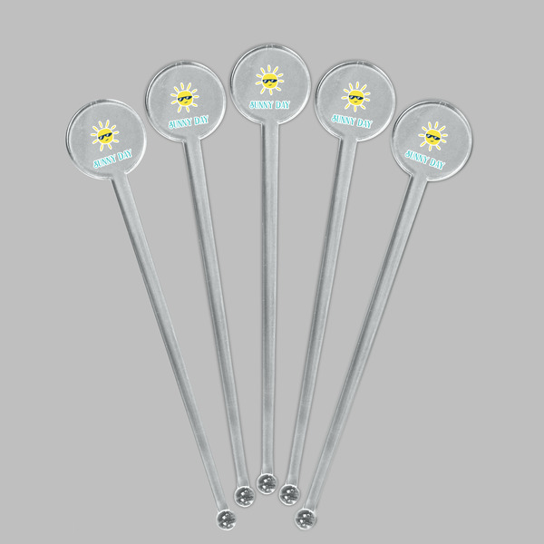 Summer Lemonade Clear Plastic 7" Stir Stick - Round - Fan View