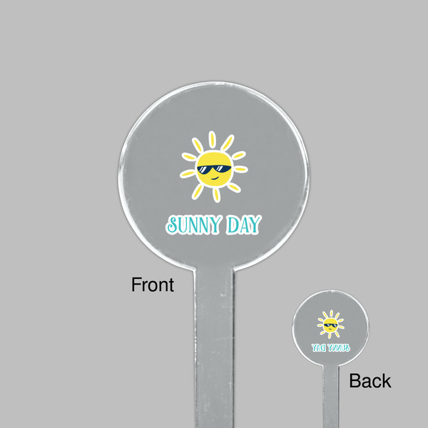 Summer Lemonade Clear Plastic 7" Stir Stick - Round - Front & Back