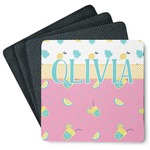 Summer Lemonade Square Rubber Backed Coasters - Set of 4 (Personalized)
