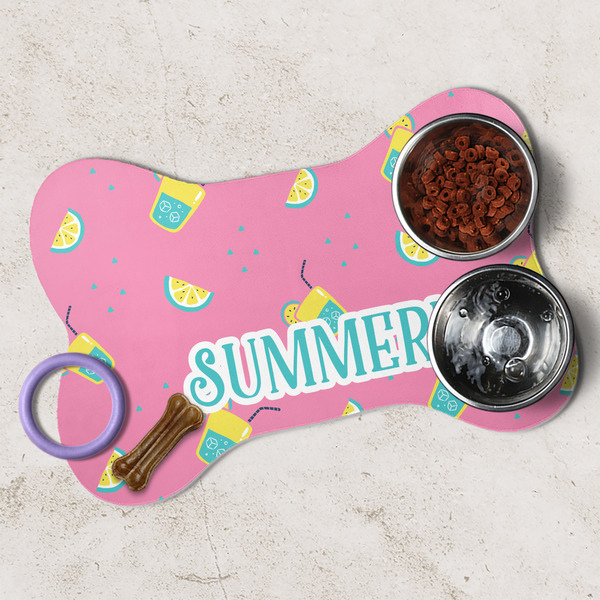 Summer Lemonade Dog Bone Shaped Mat Lifestyle