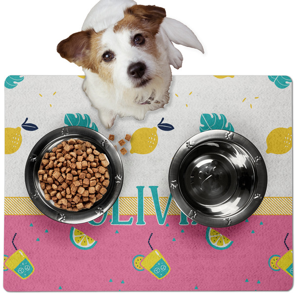 Summer Lemonade Dog Food Mat - Medium LIFESTYLE
