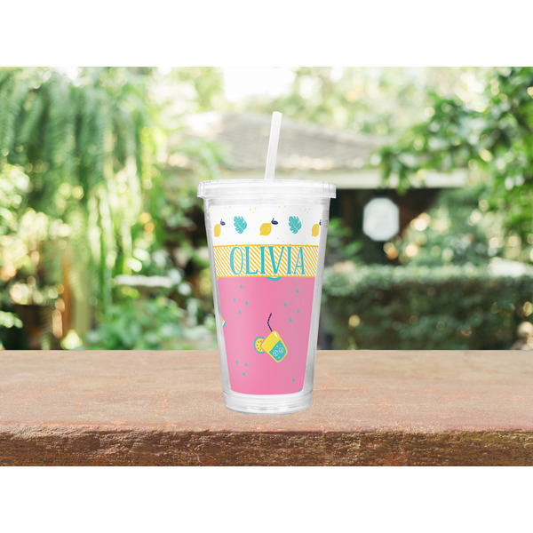 Summer Lemonade Double Wall Tumbler with Straw Lifestyle