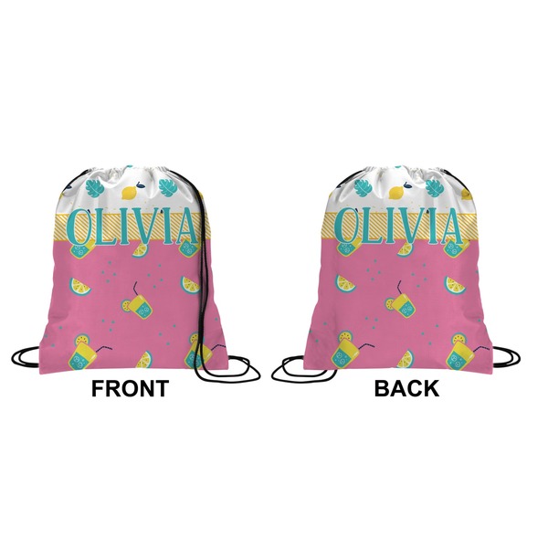 Summer Lemonade Drawstring Backpack Front & Back Medium