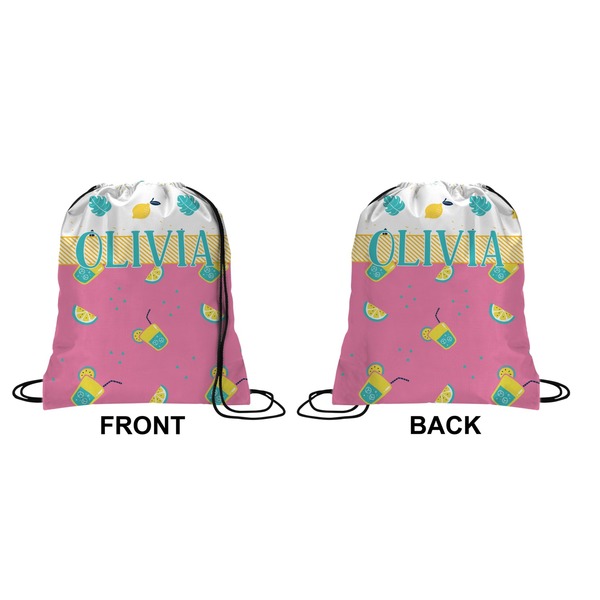 Summer Lemonade Drawstring Backpack Front & Back Small